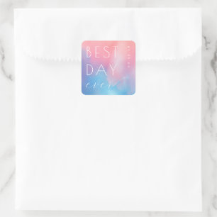 Joyful Pink Blue Gradient Square Sticker