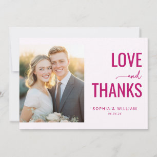 Joyful Pink Contemporary Photo Thank You Card