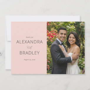 Joyful Pink Elegant Photo Thank You Card