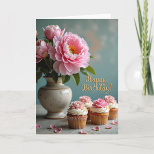 Joyful Pink Floral Birthday Card