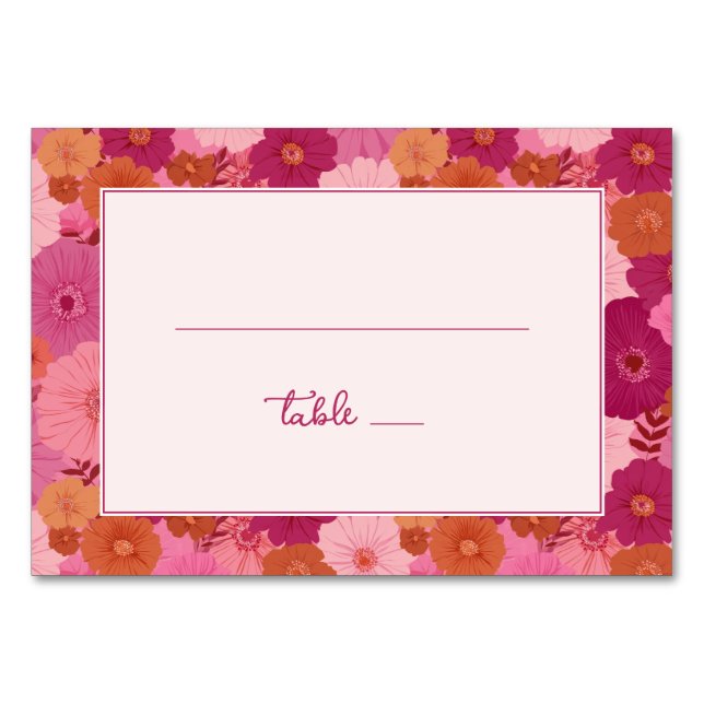 Joyful Pink Floral Table Number (Front)