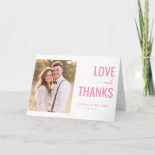 Joyful Pink Minimalist Photo Thank You Card