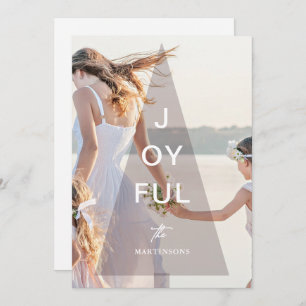 Joyful Pink Tree Overlay Christmas Holiday Card