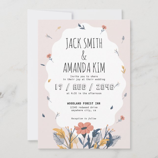 Joyful Playful Summer Flower Wedding Invitations (Front)