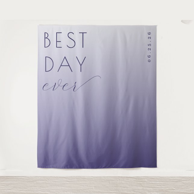 Joyful Purple Gradient Minimalist Celebration Sign Tapestry (Front)