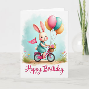 Joyful Rabbit Bike Birthday Card
