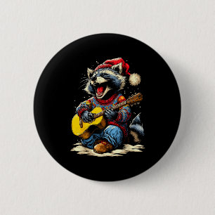 Joyful Raccoon Playing Guitar Animal Guitarist Chr 6 Cm Round Badge