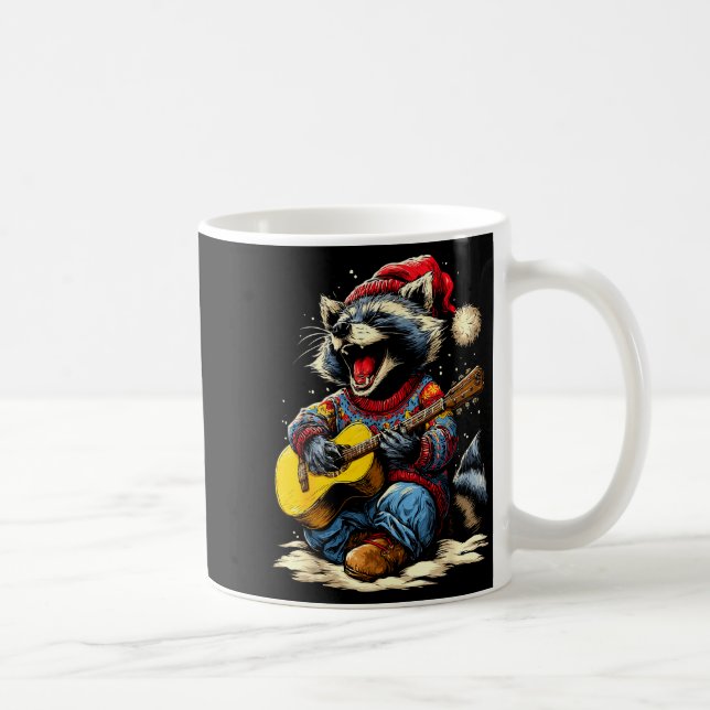 Joyful Raccoon Playing Guitar Animal Guitarist Chr Coffee Mug (Right)