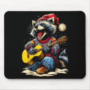 Joyful Raccoon Playing Guitar Animal Guitarist Chr Mouse Mat