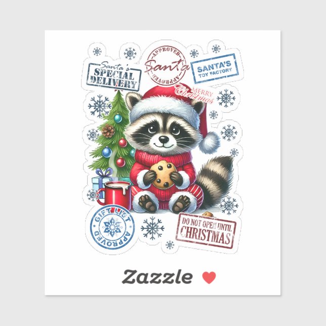 Joyful Racoon Celebrates Christmas! (Sheet)