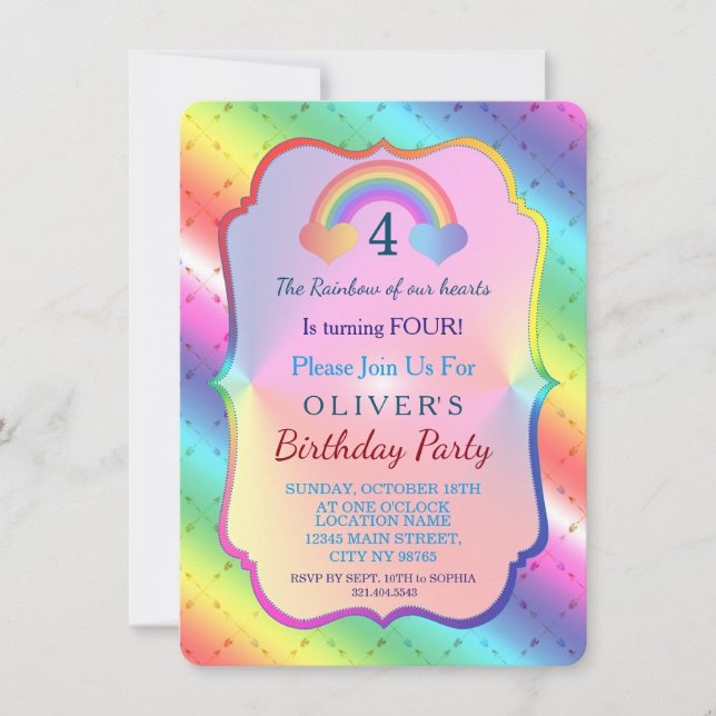 Joyful Rainbow Arrows BOY Birthday Invitation (Front)