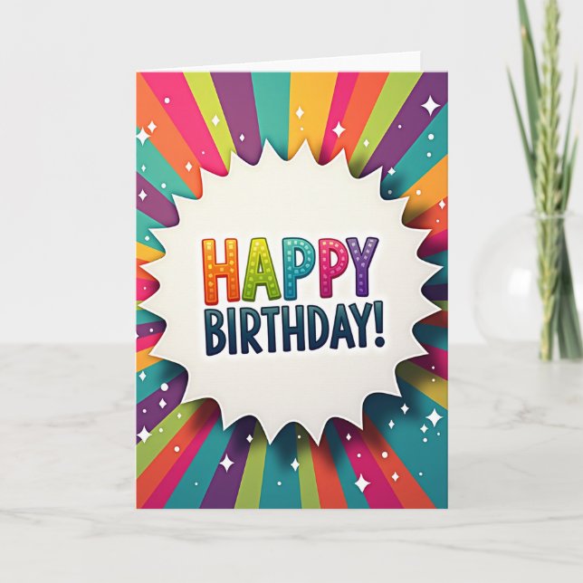 Joyful Rainbow Burst Card (Front)