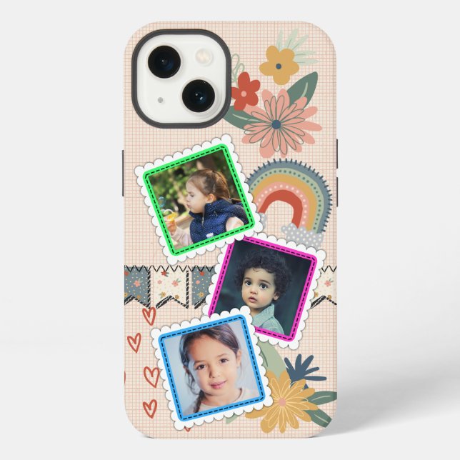 Joyful rainbow, flowers, hearts & flags custom iPhone case (Back)