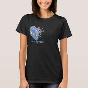 Joyful Rainbow Glossy Bubble Heart Graphic Illustr T-Shirt