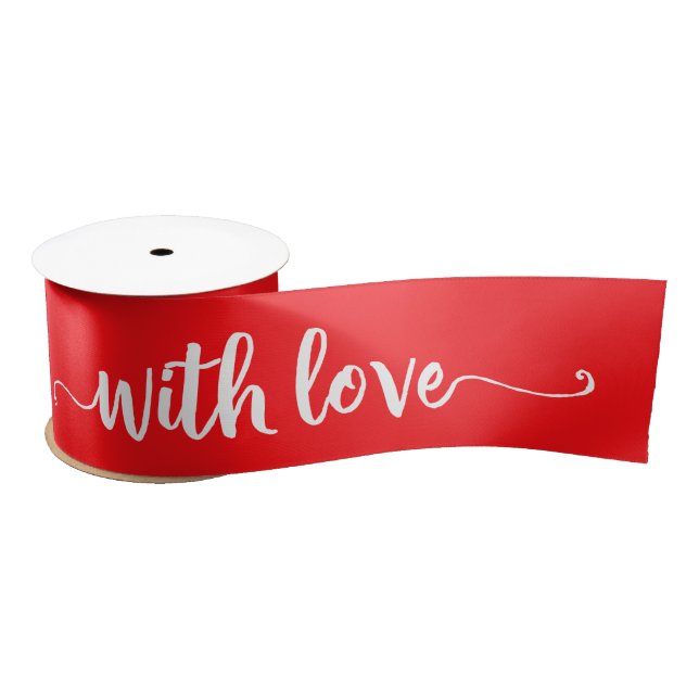 Joyful Red and White With Love Satin Ribbon (Spool)