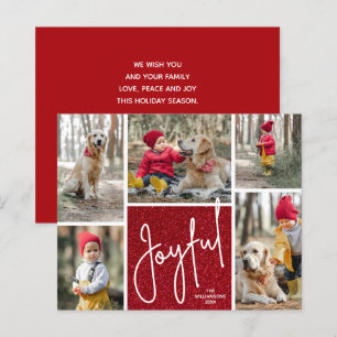 JOYFUL Red Budget Holiday Cards