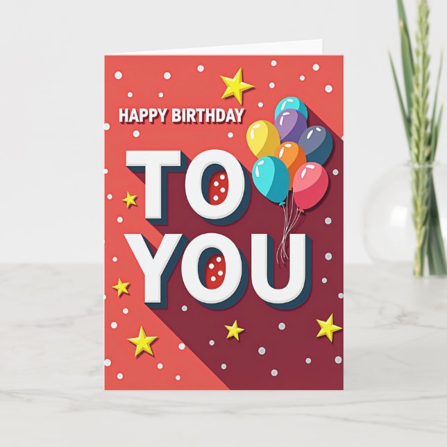 Joyful Red Confetti Birthday Card (Front)