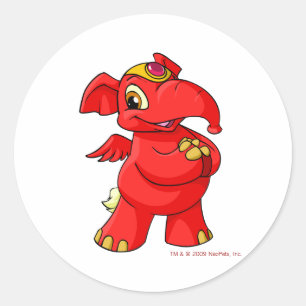 Joyful red Elephante Classic Round Sticker