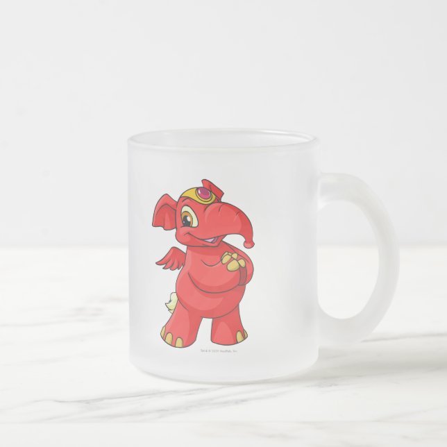 Joyful red Elephante Frosted Glass Coffee Mug (Right)