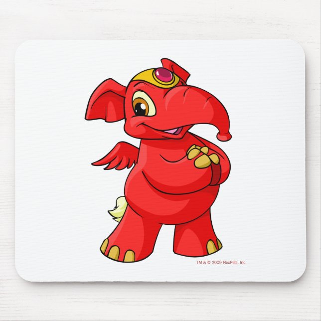 Joyful red Elephante Mouse Mat (Front)