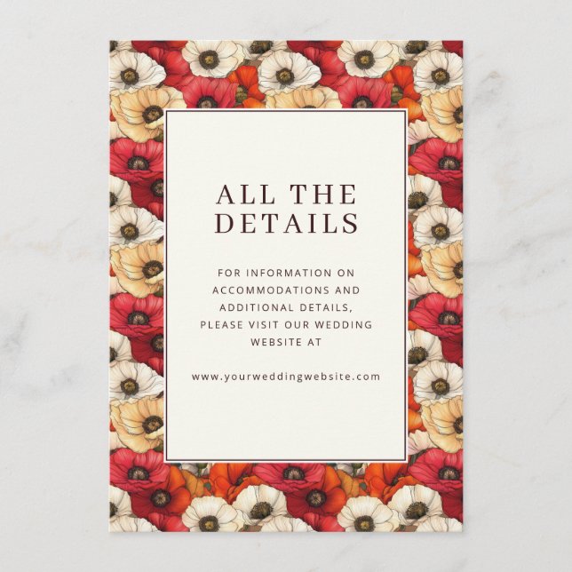Joyful Red Floral Celebration Enclosure Card (Front)