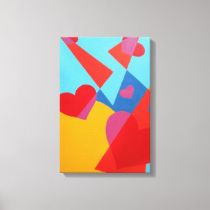 Joyful Red Hearts Abstract Print