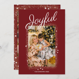 Joyful Red Photo Collage Gold Stars Dust  Holiday 