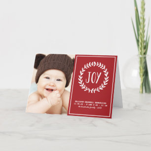 Joyful Red & White Holiday Birth Announcement