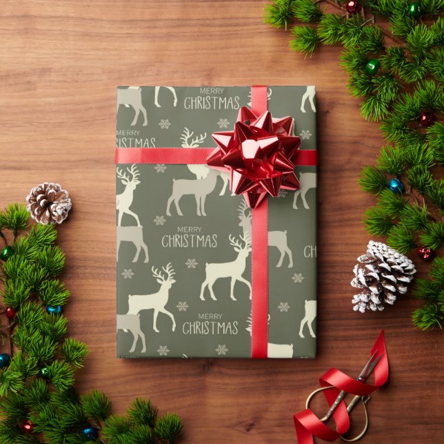 Joyful reindeer print holiday wrapping wrapping paper (Holiday Gift)