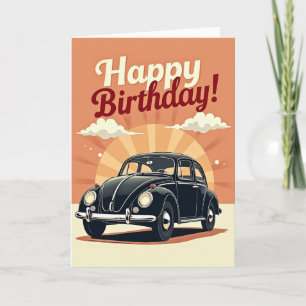Joyful Retro Car Card