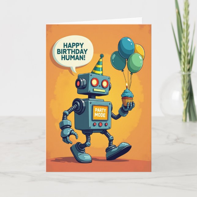 Joyful Robot Birthday Card (Front)
