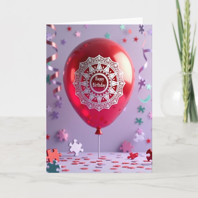 Joyful Ruby Balloon Card (Front)