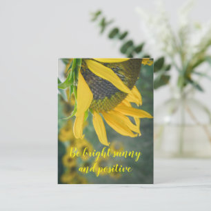 Joyful rustic sunflower postcard