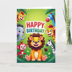 Joyful Safari Animals Birthday Card