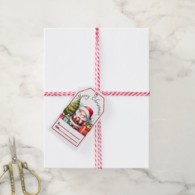 Joyful Santa Christmas tags (With Twine)