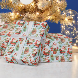 Joyful Santa Christmas wrapping paper
