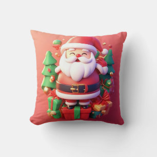 Joyful Santa Claus Surrounded by Festive Christmas Cushion