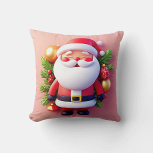 Joyful Santa Claus Surrounded by Festive Christmas Cushion