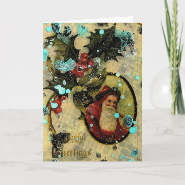 Joyful Santa Collage Holiday Card (Front)