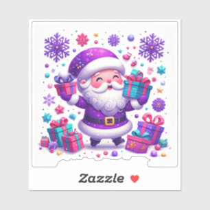 Joyful Santa Festive Violet Sticker