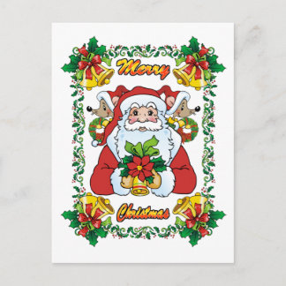 Joyful Santa Holiday Postcard