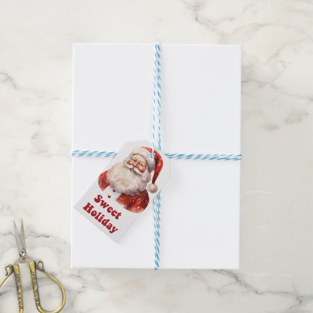 Joyful Santa holiday tags (With Twine)
