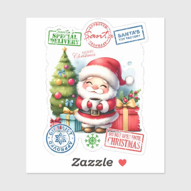 Joyful Santa Sticker With Gifts (Sheet)