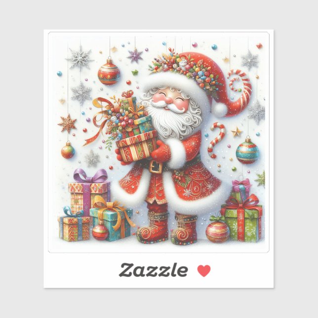 Joyful Santa With Colourful Gifts (Sheet)