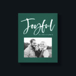 Joyful Script | Green Canvas Print<br><div class="desc">Show off your favorite photo in style with our Joyful Script canvas print. The canvas print features the word "Joyful" in a white,  hand-lettered script with your photo framed in green. Personalize the print by adding your name or custom text.</div>