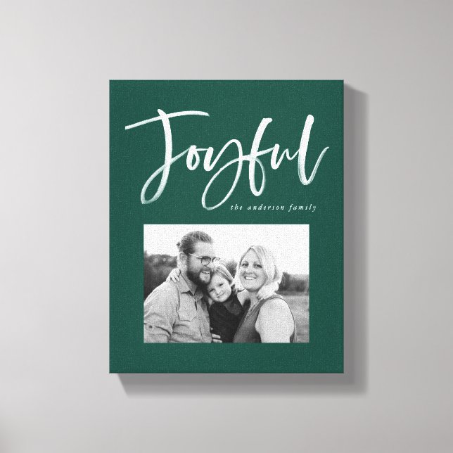 Joyful Script | Green Canvas Print (Front)