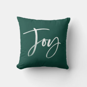 Joyful Script   Green Holiday Cushion