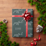 Joyful Script Merry Christmas Name Green  Wrapping Paper<br><div class="desc">Joyful Script Merry Christmas Name Green. Easily personalise with your greeting and names. Joyful is in a modern playful set script in white which can be changed to another colour if you so wish as can the dark green background via edit further.</div>