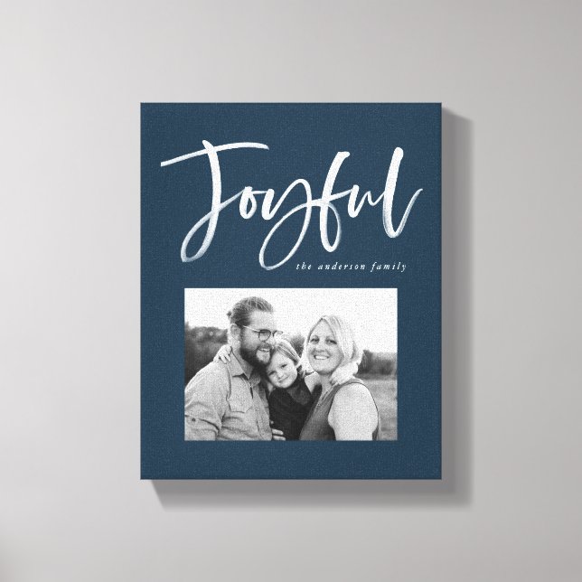 Joyful Script | Navy Canvas Print (Front)