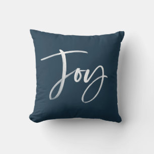 Joyful Script   Navy Holiday Cushion